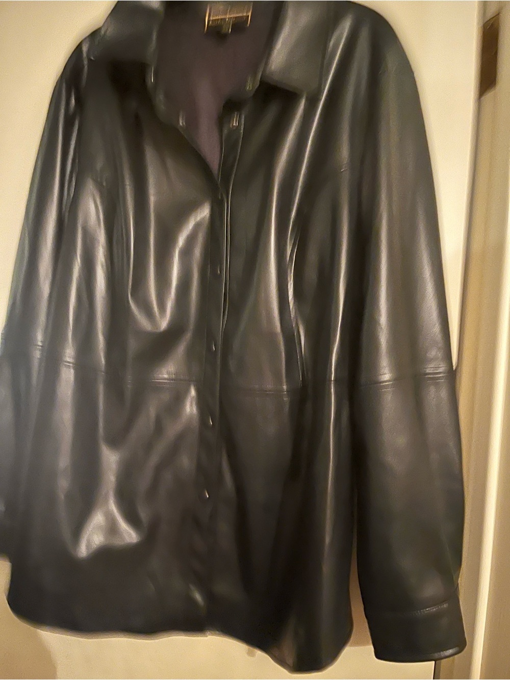 kathy ireland Black Faux Leather Snap-Front Jacket